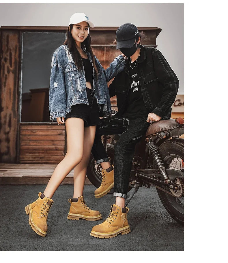 High-Quality Men’s & Women’s Lace-Up Leather High Top Boots